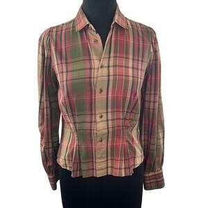 Ralph Lauren Rugby Multicolor Top Cotton Plaid Collared Classic Button Up Size 6